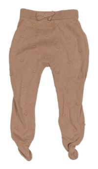 Starorůžové 3D puntíkaté úpletové polodupky s mašlou George