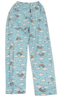 Svetlomodré pyžamové nohavice s duhami a mráčikmi