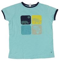 Modré tričko s obrázky so zvieratkami Okaïdi