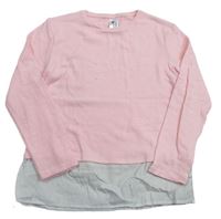 Ružové úpletové tričko s halenkovým lemem C&A