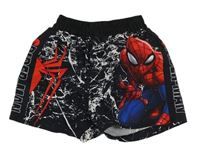 Černé vzorované plážové kraťasy se Spidermanem Marvel