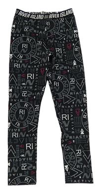 Černé sportovní legíny s nápisy River Island