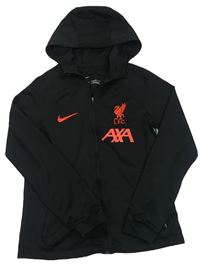 Černá fotbalová funkční propínací mikina s kapucí - Liverpool FC Nike