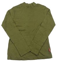 Khaki rebrované tričko so stojačikom