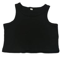 Čierny rebrovaný crop top