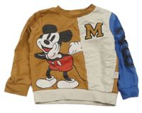 Hnedo-béžovo-modrá mikina s Mickeym Red Tag
