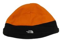 Oranžovo-čierna fleecová funkčná čapica s logom The North Face