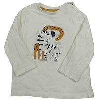 Biele tričko s žirafou a zebrou Kiabi