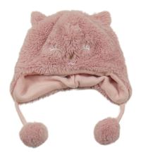 Starorůžová kožešinová čepice - sova C&A