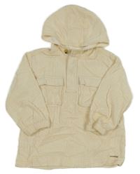 Krémová menšestrová bunda s vreckami a kapucňou Zara