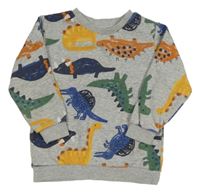Sivá melírovaná mikina s dinosaurami Matalan
