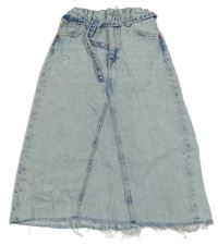 Svetlomodrá rifľová dlhá sukňa s opaskom Zara