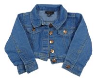 Modrá rifľová crop bunda Picapino