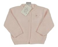 Nové - Světlerůžový propínací svetr s květinou Dandelion