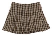 Hnedo-ružová kockovaná skladaná sukňa H&M