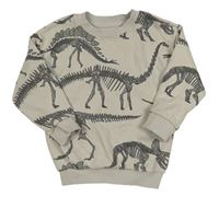 Svetlosivá mikina s kostrami dinosaurů Nutmeg