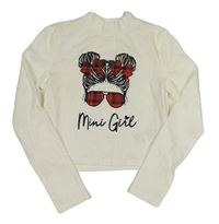 Biele crop tričko s dívkou a stojačikom Shein