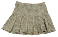 Hnedo-modro-zelená kockovaná skladaná sukňa Page One Young