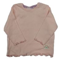 Světlerůžové žebrované triko s nášivkou Ergee