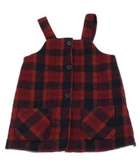 Vínovo-čierne kockované vlnené prepínaci šaty F&F