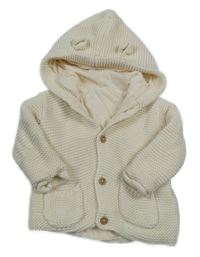 Smetanový podšitý propínací svetr s kapucí George