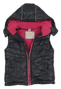 Antracitová šušťáková zateplená vesta s kapucňou Dopodopo