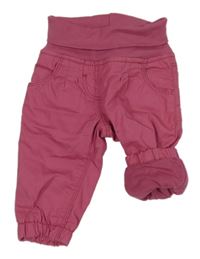 Malinové plátěné podšité kalhoty s úpletovým pasem Impidimpi