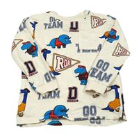 Béžové tričko s dinosaurami a nápismi Nutmeg