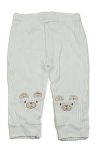 Biele rebrované ľahké tepláky s medveďmi Nutmeg