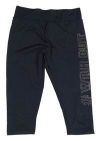 Tmavomodré športové capri legíny s nápisom Ergenomixx