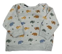 Sivá melírovaná mikina so zvířaty Topomini
