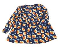 Tmavomodré kvetované bavlnené šaty Miniclub