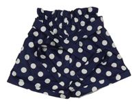 Tmavomodré puntíkaté sukňové kraťasy s páskem