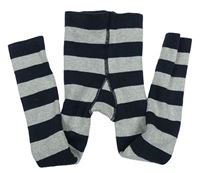 Tmavomodro-šedé pruhované thermo punčocháče bez šlapiček TCM