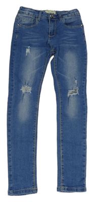 Modré skinny rifle s prošoupáním