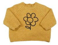 Okrový sveter s kvetinou George