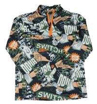 Čierno-kaki-biela vzorovaná thermo mikina Protest