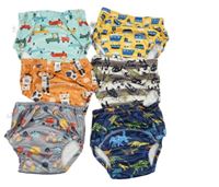 Nové - 6x tréninkové slipy - šedé s kraby + oranžové s roboty +tyrkysové s auty + tmavomodré s dinosaury + hnědo-smetanové pruhované s lebkami dinosaurů + žluté s parníky
