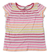 Bielo-malinoro-farebné pruhované tričko H&M