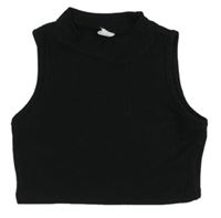 Čierny úpletový rebrovaný crop top shein