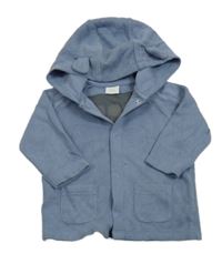 Svetlomodrá úpletová prepínaci mikina s nápisom a kapucňou zn. Next