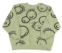 Svetlozelená mikina so smajlíkmi Next