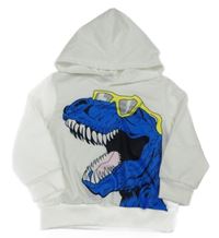 Biela mikina s modrým dinem a kapucňou Shein