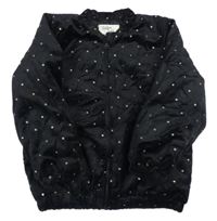 Čierna zamatová bodkovaná á zateplená bunda Vertbaudet