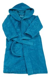 Tyrkysový chlupatý župan s kapucí 