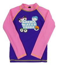 Fialovo-růžové UV triko s nápisem Arena