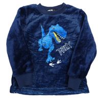 Tmavomodrá plyšová mikina s dinem