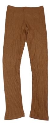Hnedé rebrované pletené legíny H&M