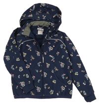 Tmavomodrá květovaná softshellová bunda s kapucí H&M