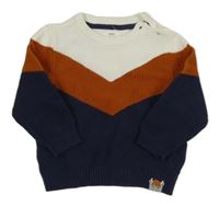 Tmavomodro-bielo-hnedý sveter C&A